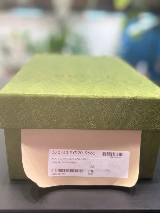 Gucci Beige, Green & Gold GG Canvas Sneakers - Picture 11 of 11